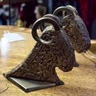 Handmade solid steel rams head bookends