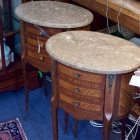 Pair of French marble top side tables