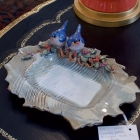 Vasiliou pottery scalloped plate w/ 2 birds