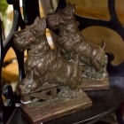Vintage cast iron Scottie terrier dog bookends w/ bronze
