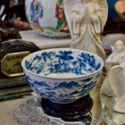 Vintage white & blue bowl - signed