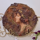 Antique Ernst Wallace (1837-1900) art nouveau wall plaque