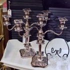 Elegant pair - silver over copper vintage convertible candelabra