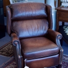 Pair of brown leather recliners