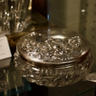 Crystal dresser jar w/ sterling lid