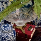 Brass stand & glass center bowl