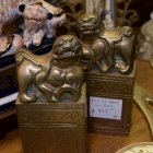 Pair of brass foo dogs