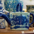 Blue & white ironstone teapot