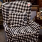 Black & white checked wing back chair