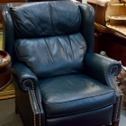 Blue leather recliner by Sherrill furniture
