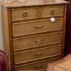 Vintage wicker front / faux bamboo tallboy