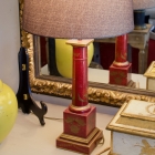 Pair of red regency lamps