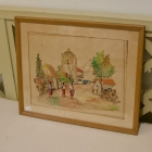 Vintage watercolor of mission church