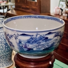 Large blue & white chinoiserie bowl