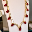 Vibrant red rhinestone segmented necklace