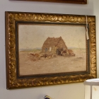 Framed pastoral oil panting - straw hut