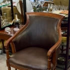 Fairfield furniture Co. wood frame leather armchair w/ nailheads