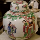 Vintage hand painted decorated ginger jar & lid