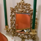 Fantastic vintage pair brass & mirrored candle sconces