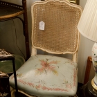 Antique French chair - painted leather seat