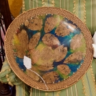 Unique bowl w/ woven & leaf design