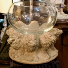 Lions & glass fish bowl or planter