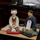 1950s Hakata Urasaki bride & groom on bamboo mat