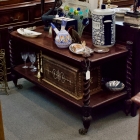 C 1860 walnut dumb waiter serving cart