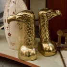 Pair of brass eagle head bookends