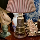 Antique brass oil lamp (1 of pair)