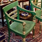 Pair of regency style cane bottom painted & gilded chairs