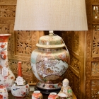 Pair of Japanese ginger jar lamps w/ fan