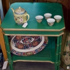 Vintage faux bamboo & cane side table