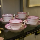 Set of 4 cups & saucers pink lustreware
