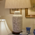 Pair of vintage Japanese pierced porcelain lamps
