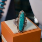 Sterling & turquoise long oval ring