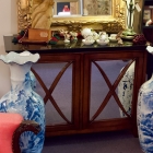 Nancy Corzine stone top mirrored Lombard buffet
