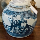 Blue & white lidded jar