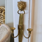 Pair of brass double arm wall sconces