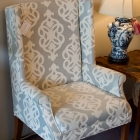 Pair of blue/white Ethan Allen chairs