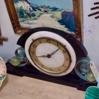 Art deco onyx marble & metal mantle clock