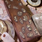 Unusual rectangular box w/ brass Japanese good luck charms