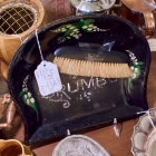 Antique tole lily of the valley “Crumbs” tray w/ brush