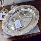Silverplate ornate design draping grapes meat tray