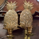 Pair of brass pineapple sconces