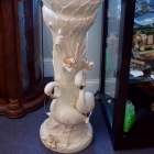 Porcelain jardiniere and pedestal w/ flamingos