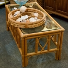 Vintage bamboo table w/ glass top