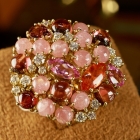 18K tourmaline, rose quartz & diamonds ring
