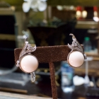 Vintage 1940s coral & diamond earrings set in platinum