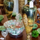 Pair of porcelain vases w/ prominent leopard